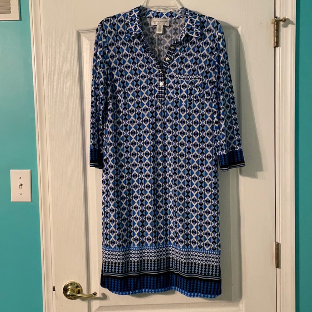 Donna Morgan Blue Patterned Dress